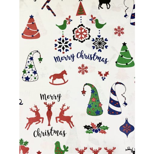 Karácsonyi pamutvászon színes mintás