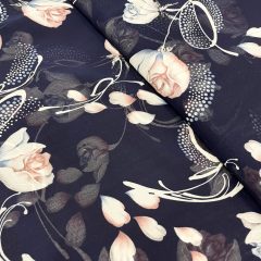 Muszlin sötétkék, rózsás