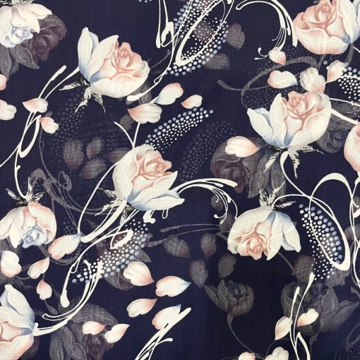 Muszlin sötétkék, rózsás