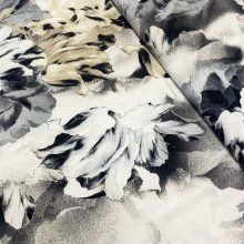 Poliészter jersey drapp-szürke virágos