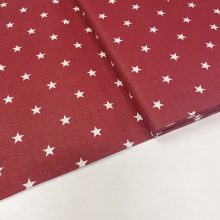 Pamutvászon piros, fehér csillagos 