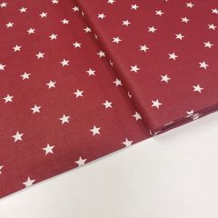 Pamutvászon piros, fehér csillagos 