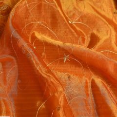   Karácsonyi organza narancssárga arany csillaggal, fenyővel, csengettyűvel