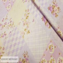 Pamutvászon patchwork mintás, rózsás