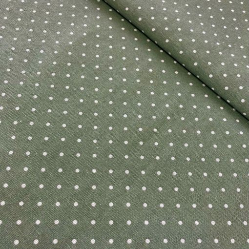 Loneta zöld apró pöttyös lakástextil vászon