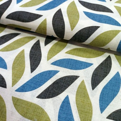 Loneta leveles kék/zöld lakástextil vászon