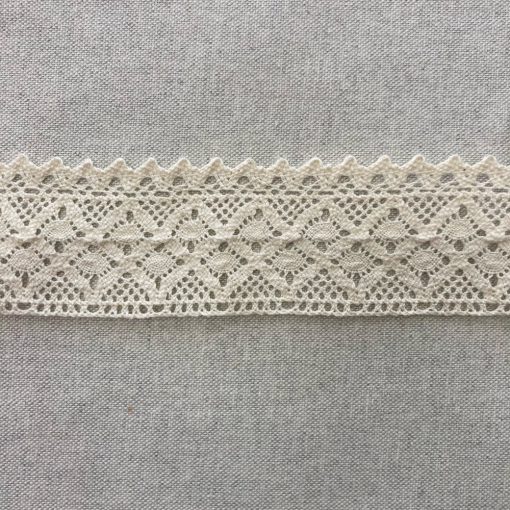 Pamut csipkeszalag, törtfehér