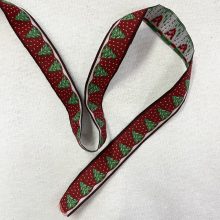 Karácsonyi jacquard szalag piros fenyős 