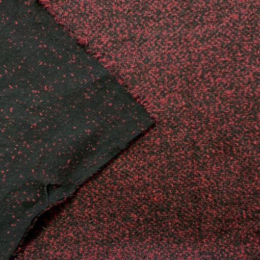 Boucle (buklé) kabátanyag - piros-fekete
