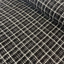 Chanel szövet csillogós fekete alapon fehér kockás