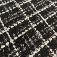 Chanel szövet csillogós fekete alapon fehér kockás