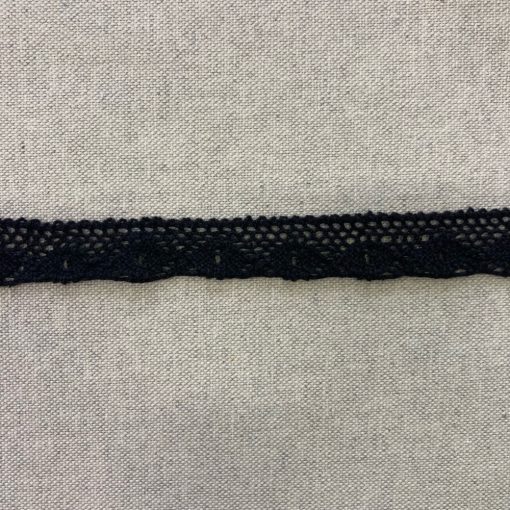 Pamut csipkeszalag, fekete