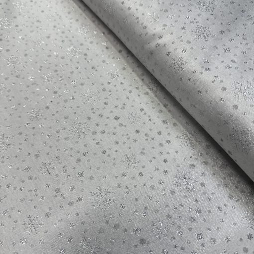 Karácsonyi damaszt ezüst hópihe, csillogós 