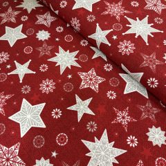 Karácsonyi loneta piros, fehér csillagos