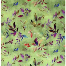 Flokon zöld alapon színes leveles