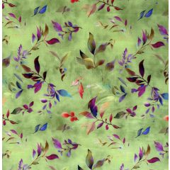 Flokon zöld alapon színes leveles