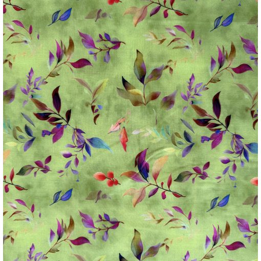 Flokon zöld alapon színes leveles