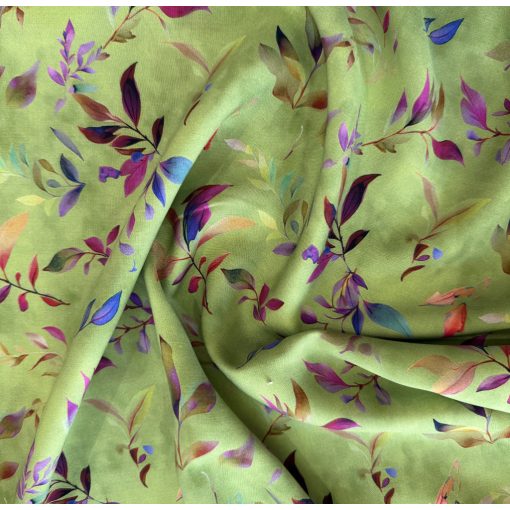 Flokon zöld alapon színes leveles