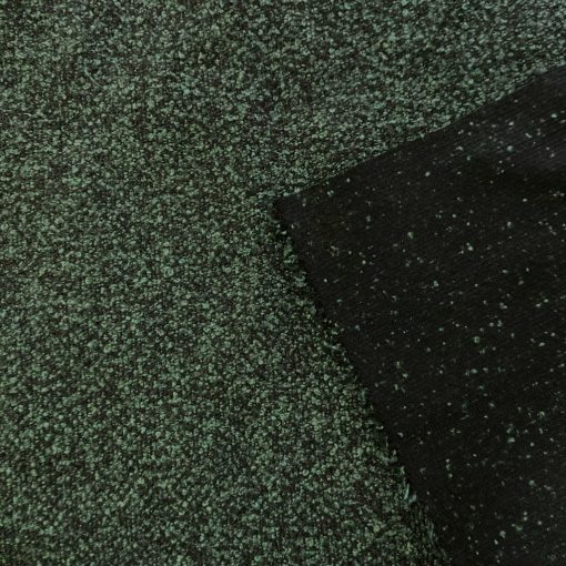 Boucle (buklé) kabátanyag - zöld-fekete
