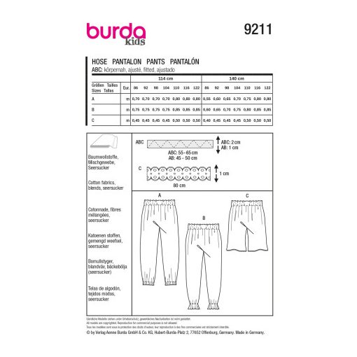 9211 Gyerek szabásminta
