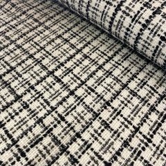 Chanel szövet csillogós fehér alapon fekete kockás