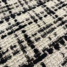 Chanel szövet csillogós fehér alapon fekete kockás