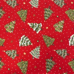 Karácsonyi loneta lurexes karácsonyfás, piros