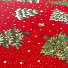 Karácsonyi loneta lurexes karácsonyfás, piros