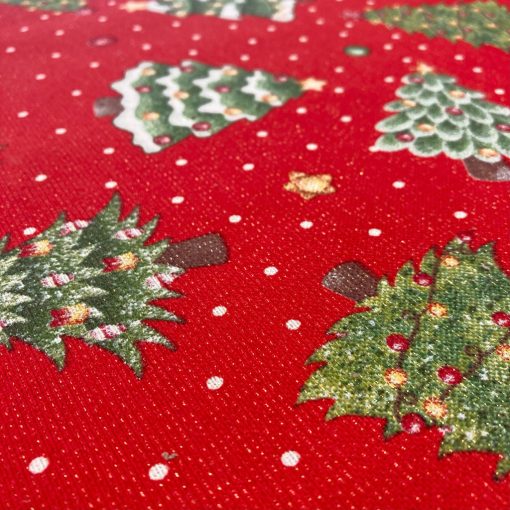 Karácsonyi loneta lurexes karácsonyfás, piros