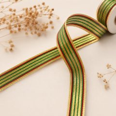 Karácsonyi szalag, arany csíkos 