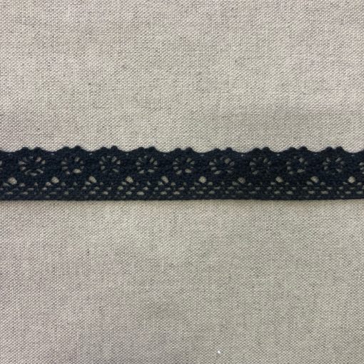 Pamut csipkeszalag, fekete