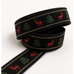 Karácsonyi jacquard szalag rénszarvasos