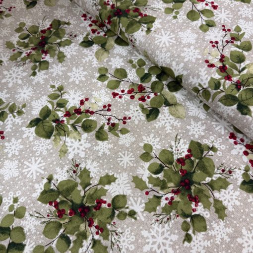 Karácsonyi loneta piros bogyós, fagyalos