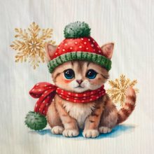 Karácsonyi párna panel plüss, cicás