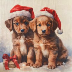 Karácsonyi párna panel plüss, kutyás