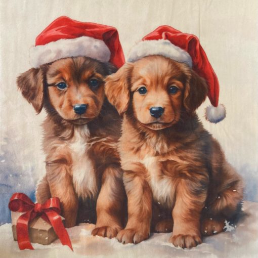 Karácsonyi párna panel plüss, kutyás