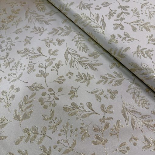 Karácsonyi damaszt, arany levélmintás 