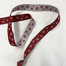 Karácsonyi jacquard szalag piros csillagos