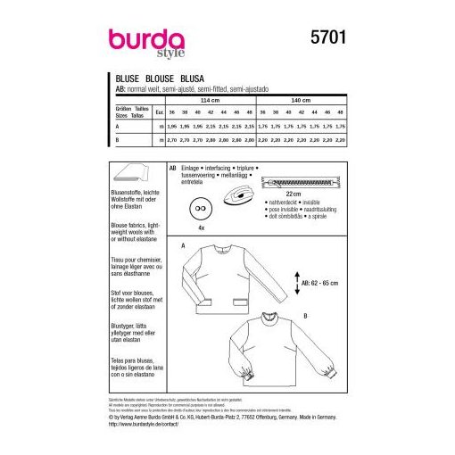 Burda szabásminta - 5701